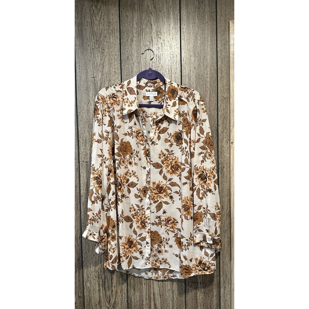 Susan Graver Petite Printed Woven Button-Front Shirt